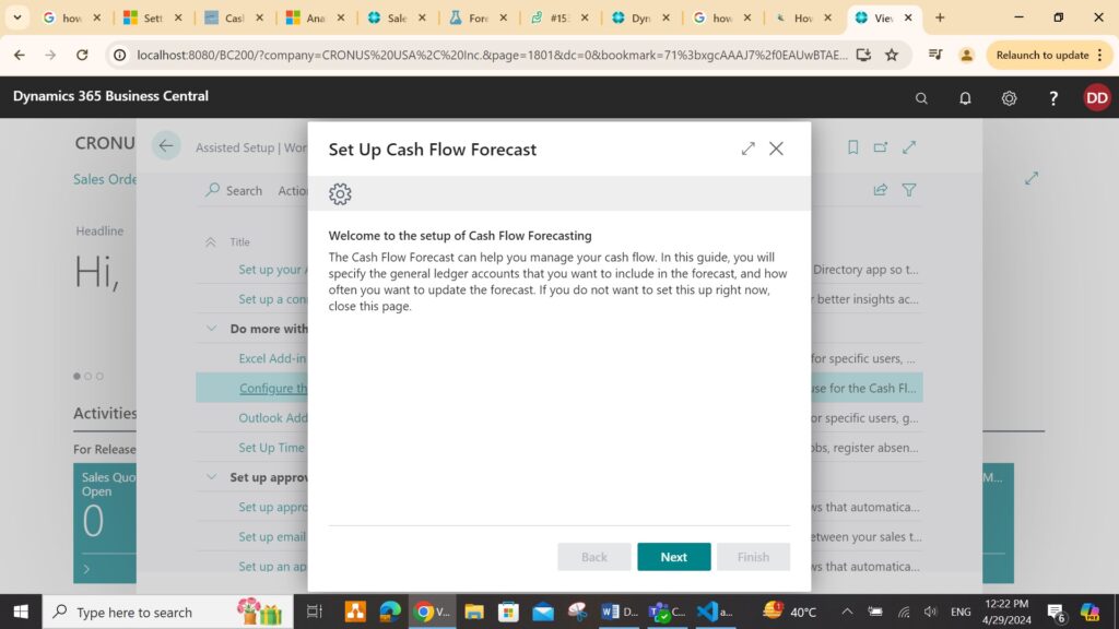 Configure the Cash Flow Forecast chart2