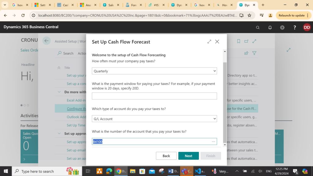 Specify tax setups such as payment frequency2