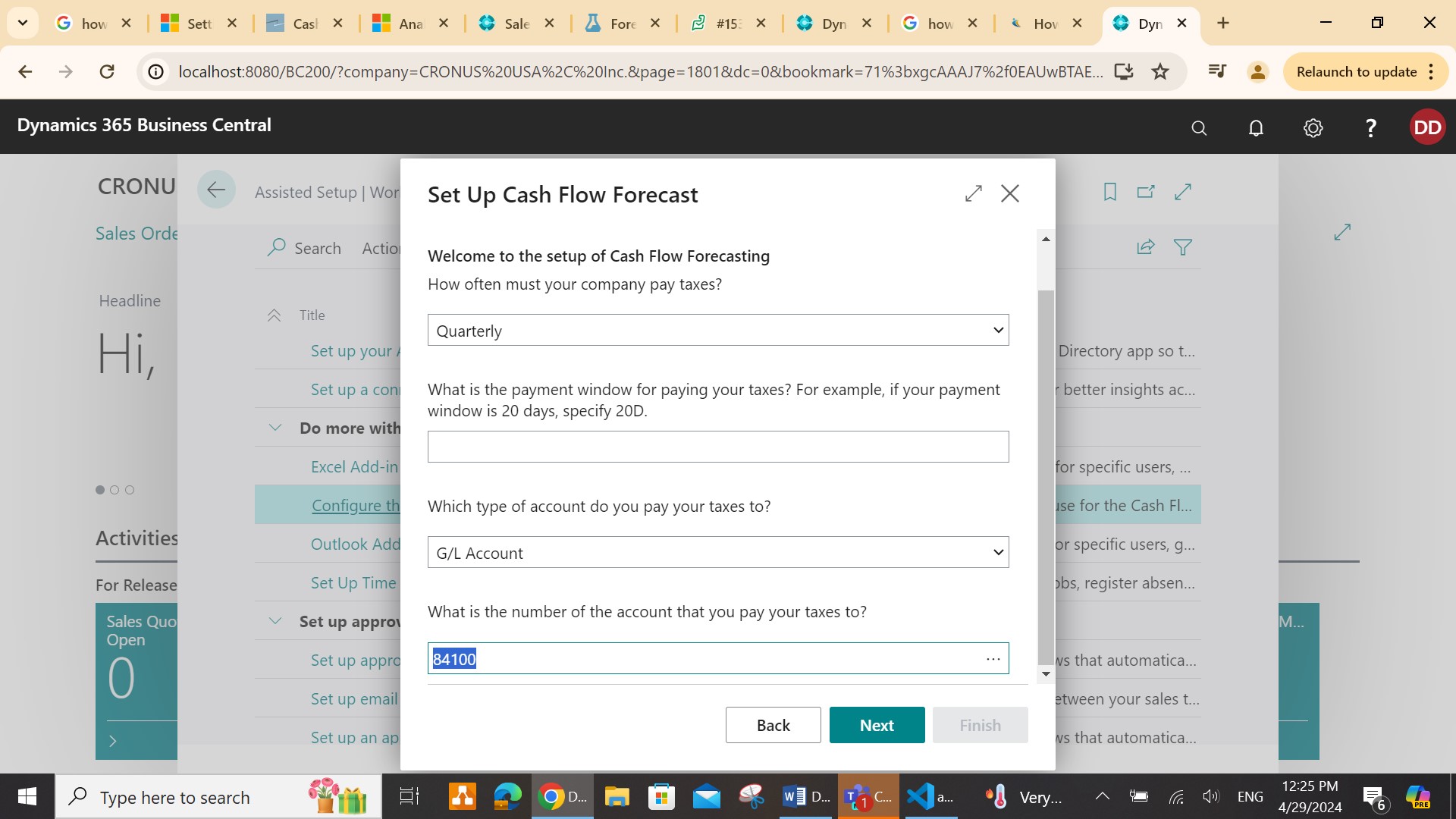Cash Flow Forecast in Microsoft Dynamics 365 Business Central