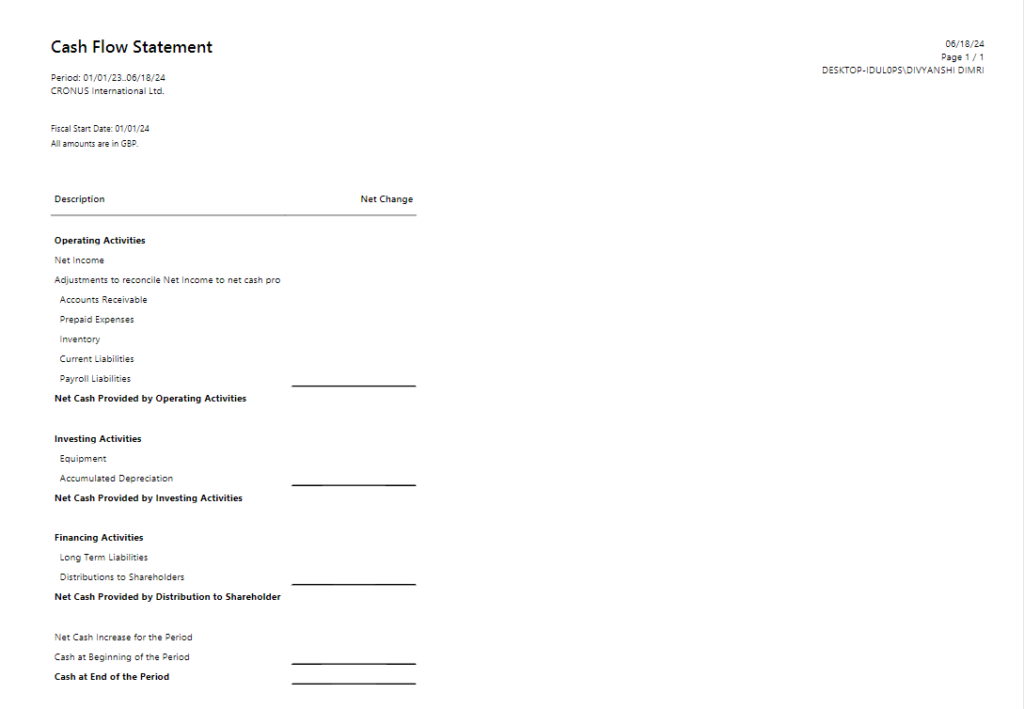 Cash Flow Statement