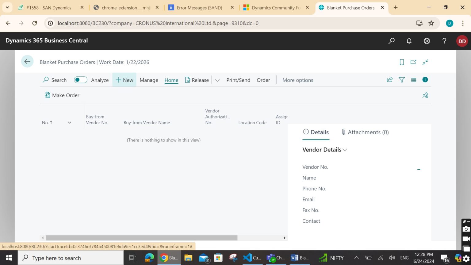 Blanket Orders in Dynamics 365 Business Central